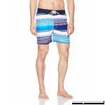 GUESS Men's Striped 16.5 Elastic Waist Swim Trunk Blu Navy Logo Print B075KQ53JK